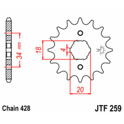 Pignon JT SPROCKETS acier standard 259 - 428