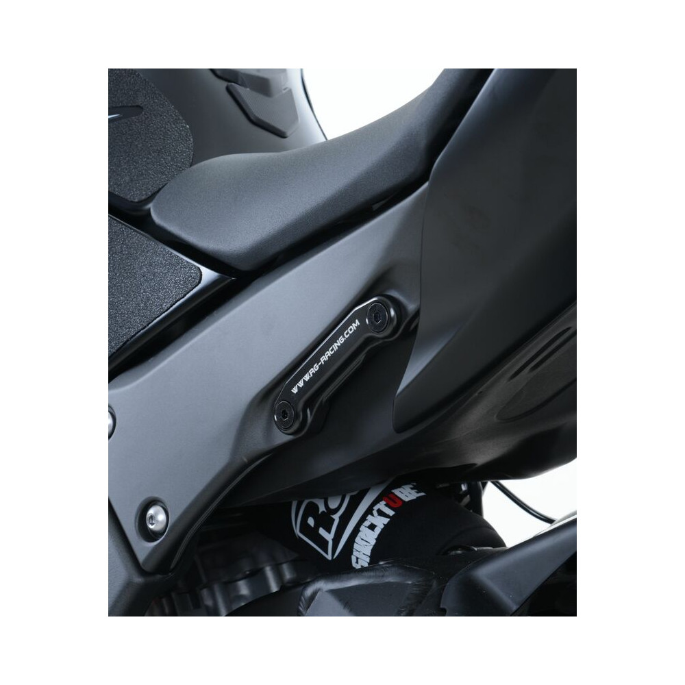 Cache-orifice R&G RACING pour repose-pied arrière-gauche alu noir Kawasaki ZX-10R