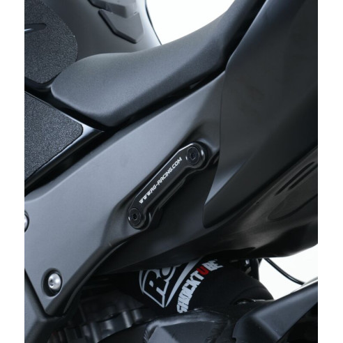 Cache-orifice R&G RACING pour repose-pied arrière-gauche alu noir Kawasaki ZX-10R