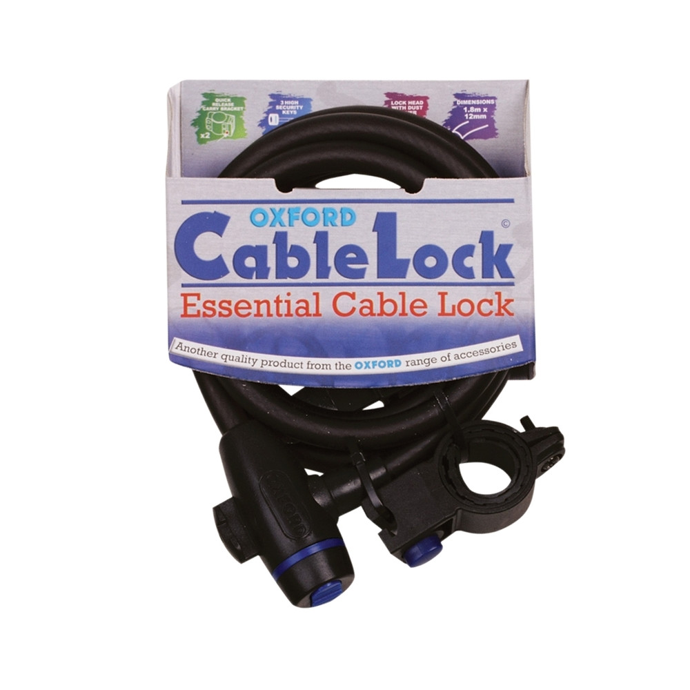 Cable antivol OXFORD Cablelock - 1,5m x 25mm fumé