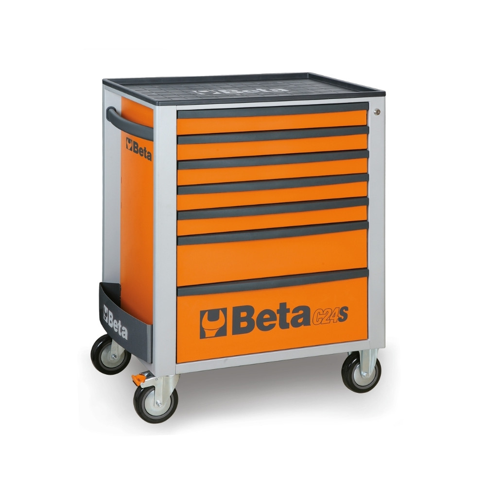 Servante mobile d'atelier à sept tiroirs BETA orange