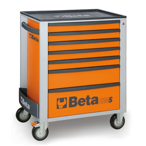 Servante mobile d'atelier à sept tiroirs BETA orange