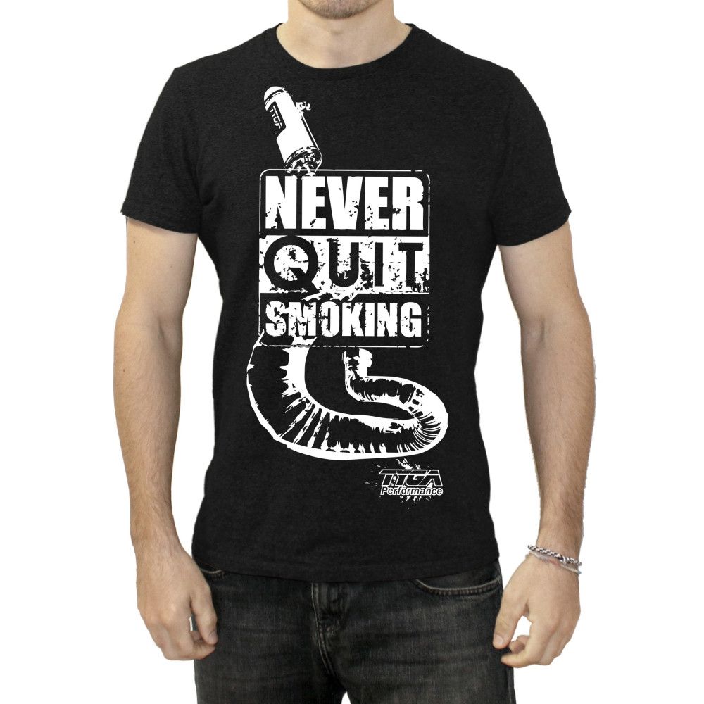 Tee Shirt Tyga-Performance "Never quit smoking" noir taille S à XXL